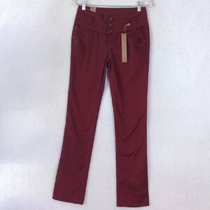Clash Jeans USA Junior's Maroon Mid‎ Rise Straight Leg Pants Size 7 Tall